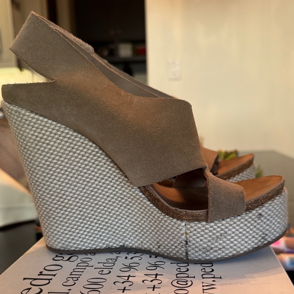 Pedro Garcia Women's Taupe Suede Wedge